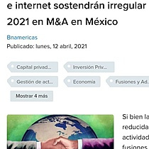 Acuerdos de tecnologa, finanzas e internet sostendrn irregular 2021 en M&A en Mxico